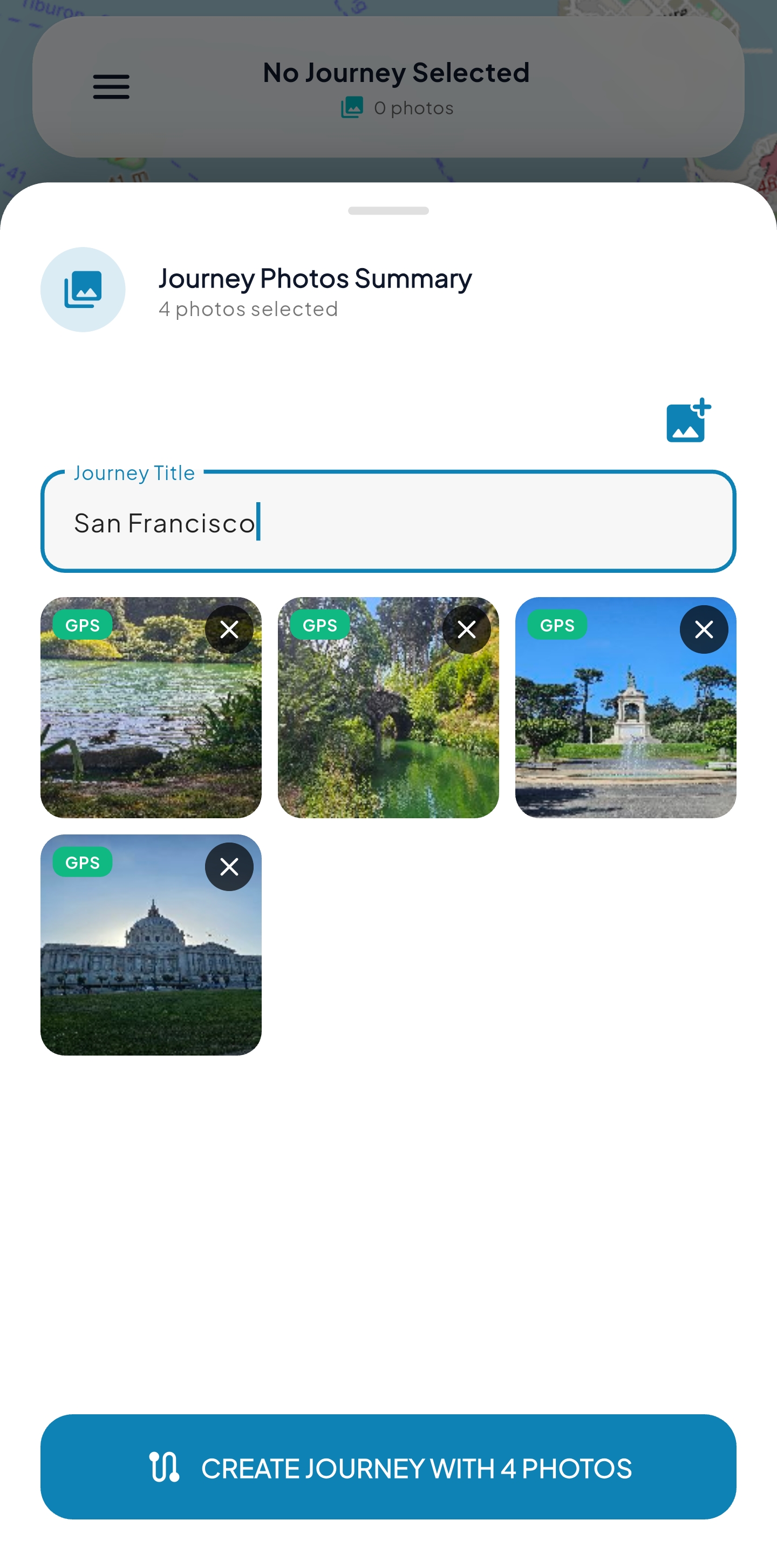 Photo picker with timestamp and geotag matching in JourneyLog